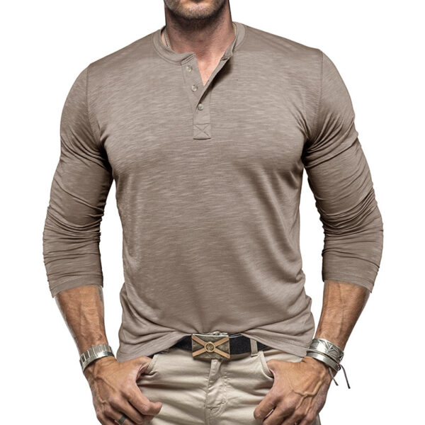 Long-Sleeved Henry Collar T-Shirt