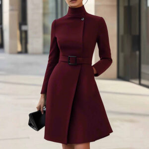 Elegant High Waist Belted Midi Dress