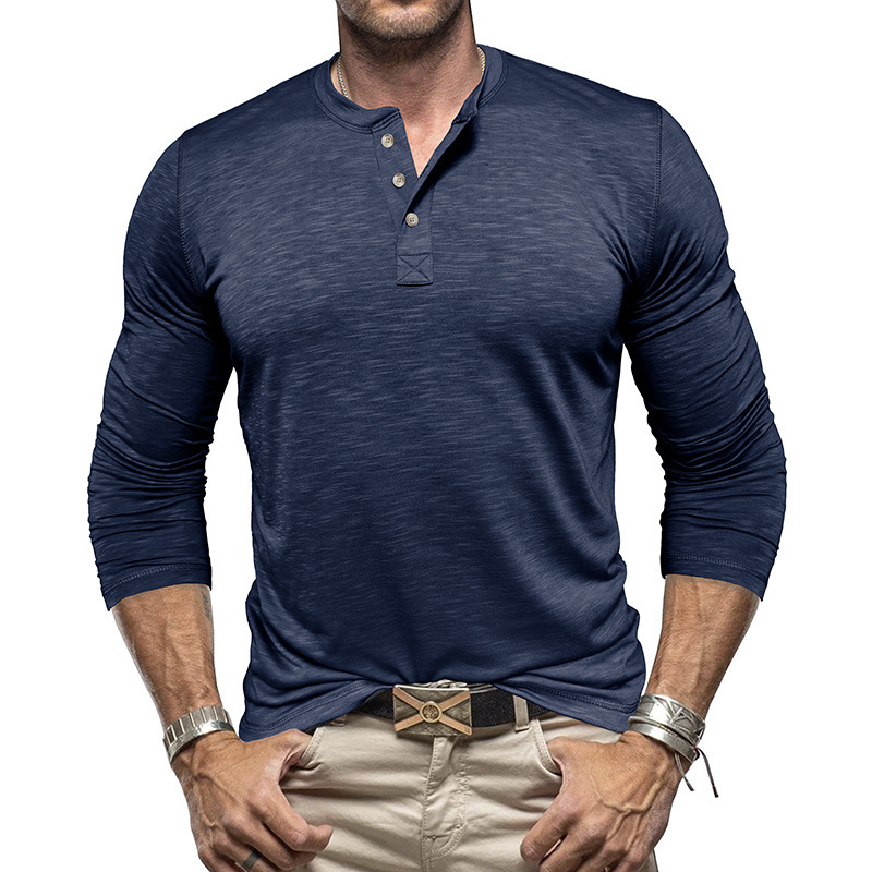 Long-Sleeved Henry Collar T-Shirt - Image 2