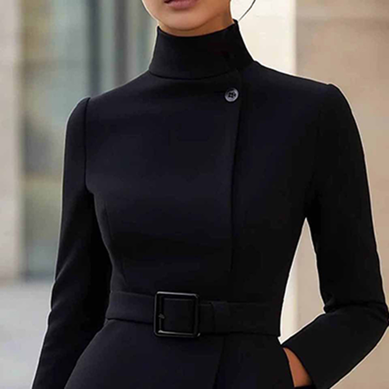 Elegant High Waist Belted Midi Dress - Image 7