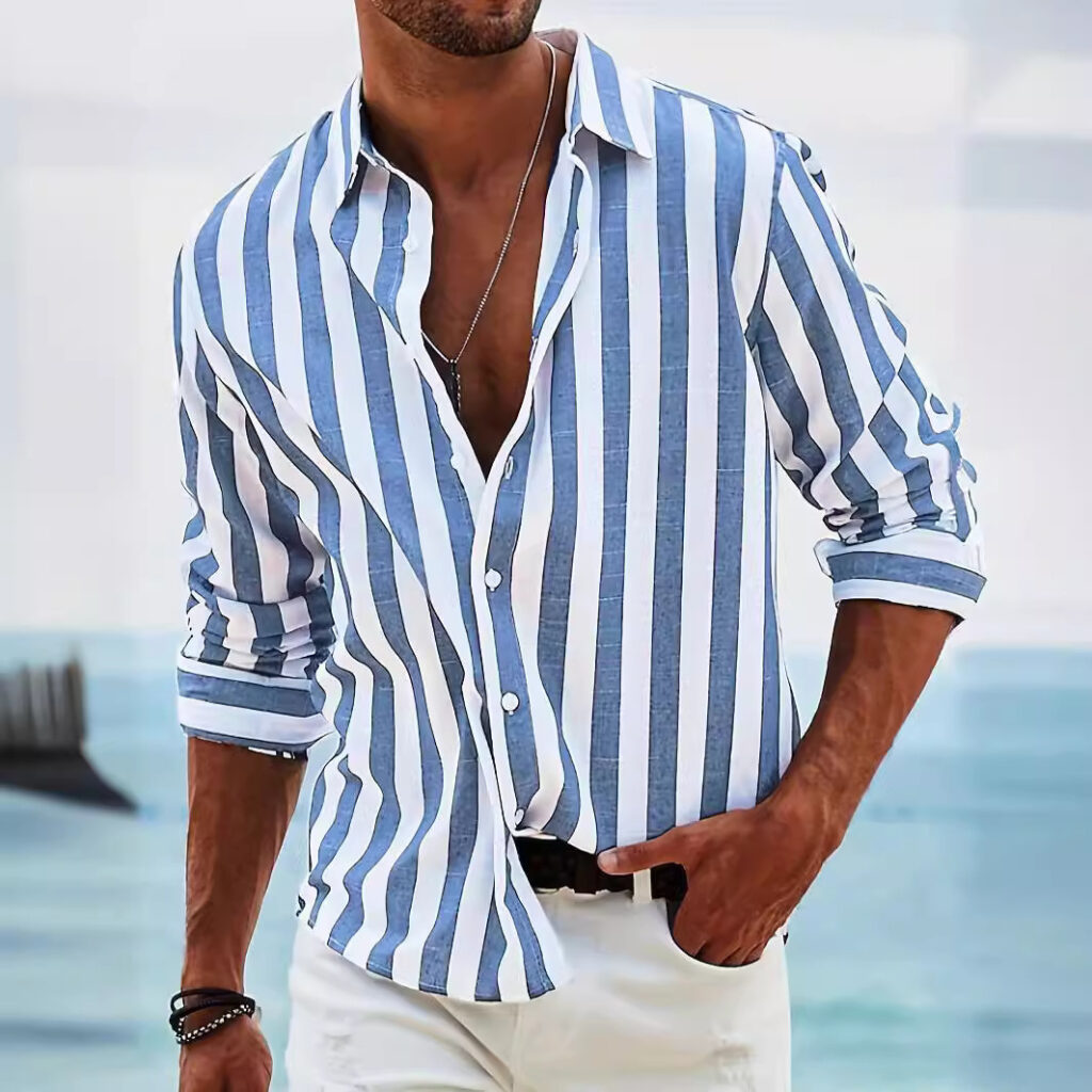 Yarn-Dyed Striped Long-Sleeved Shirt