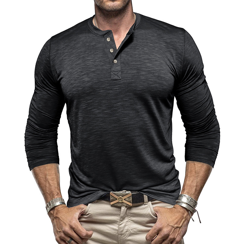 Long-Sleeved Henry Collar T-Shirt - Image 8
