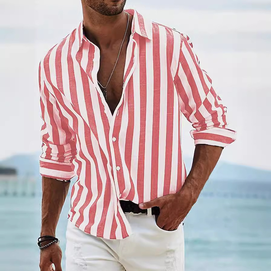 Yarn-Dyed Striped Long-Sleeved Shirt - Image 6