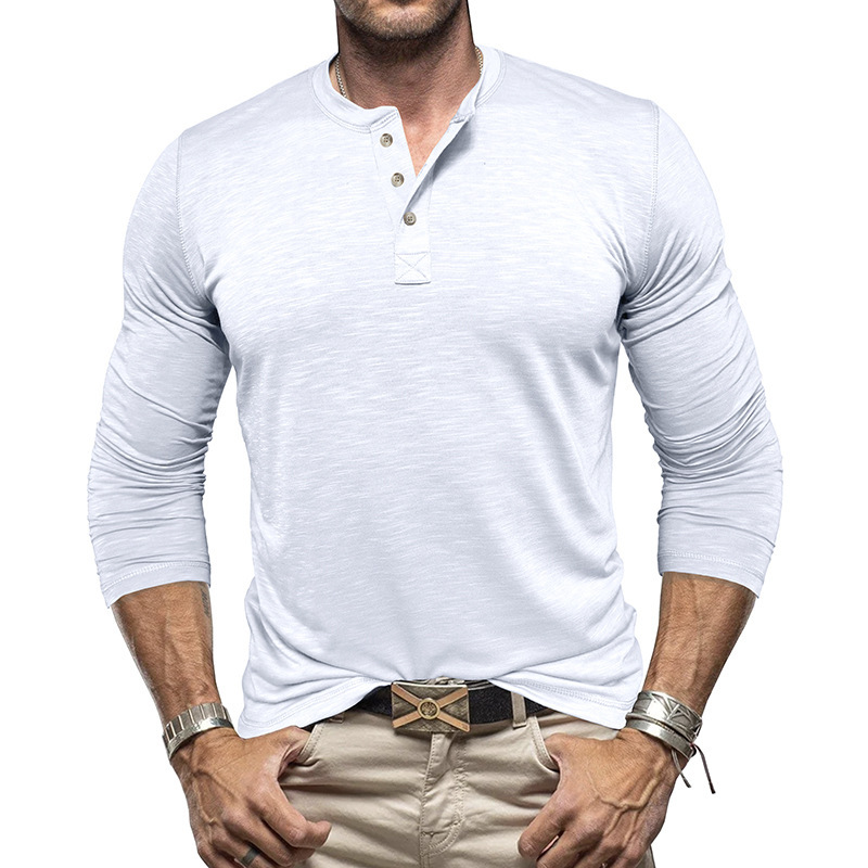 Long-Sleeved Henry Collar T-Shirt - Image 9