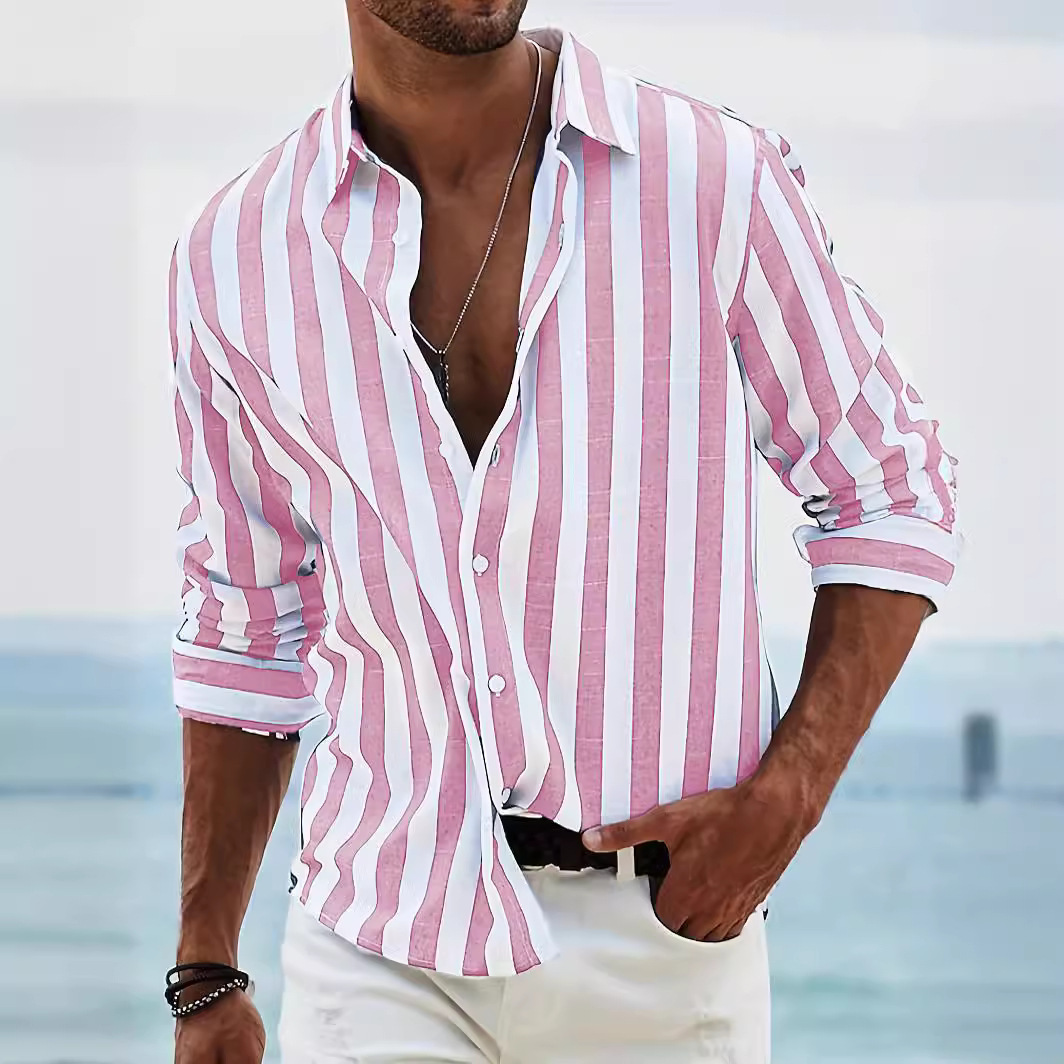 Yarn-Dyed Striped Long-Sleeved Shirt - Image 7