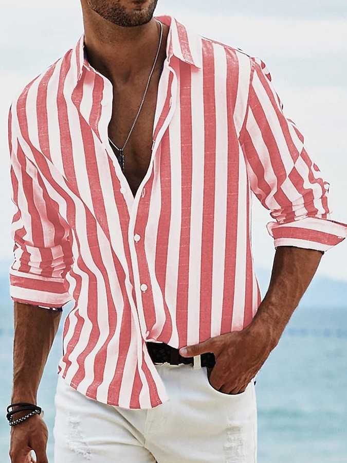 Yarn-Dyed Striped Long-Sleeved Shirt - Image 9