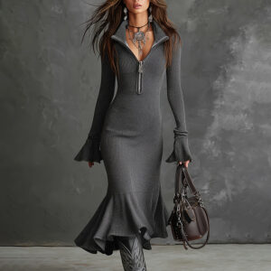 Half Zip Bodycon Dress