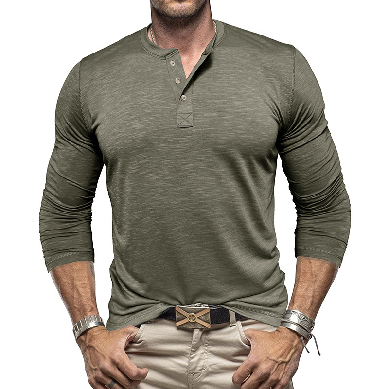 Long-Sleeved Henry Collar T-Shirt - Image 5