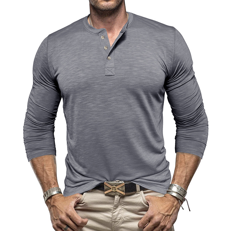 Long-Sleeved Henry Collar T-Shirt - Image 3